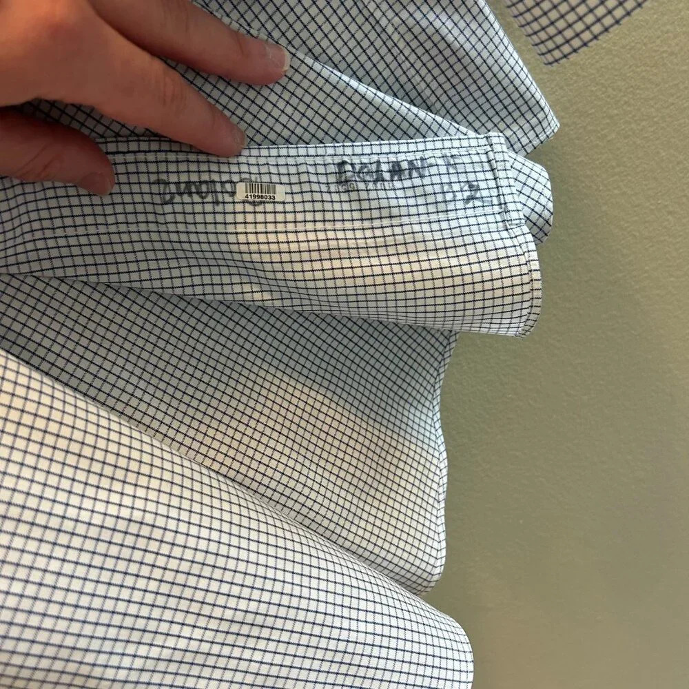 Brooks Brothers Original Polo Shirt Mens Size 16 32/33 Plaid White Blue Buttons - Picture 8 of 9